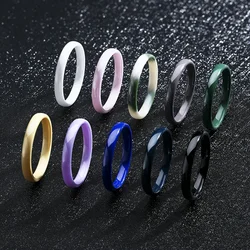 3mm Thin Stackable Ceramic Ring Women Minimalist Plain Wedding Band Black White Pink Green Promise Pinky Ring Hypoallergenic