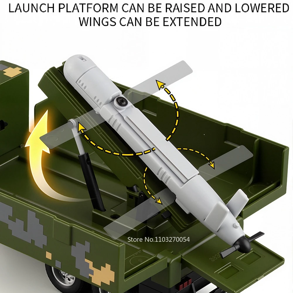 1:35 FL-10A Militärraketenfahrzeug ATTACK-11 Drohnenstartwagen Druckguss-Legierungsmodell Spielzeug Sound Licht Zurückziehen Jungen Weihnachtsgeschenk