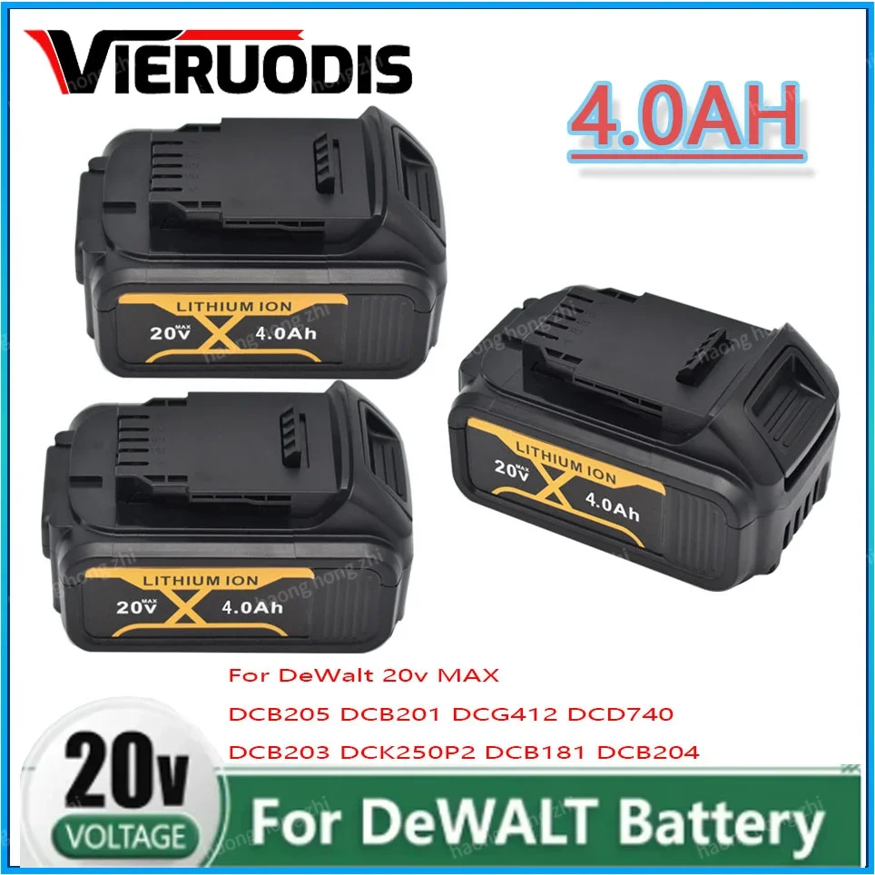 

For DeWalt 100% Original 20V 4000mAh Rechargeable Power Tools Battery with LED Li-ion Replacement DCB205 DCB204-2 20V DCB206