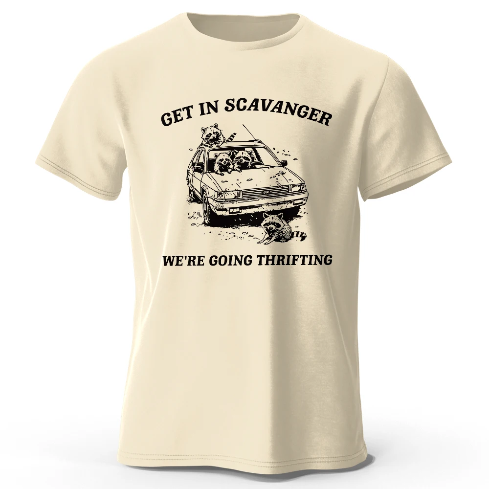 Vintage Car & Animal T-Shirt 100 % Baumwolle Retro Road Trip Grafik mit Wildtieren für Männer und Frauen Tops Tess Freizeitkleidung