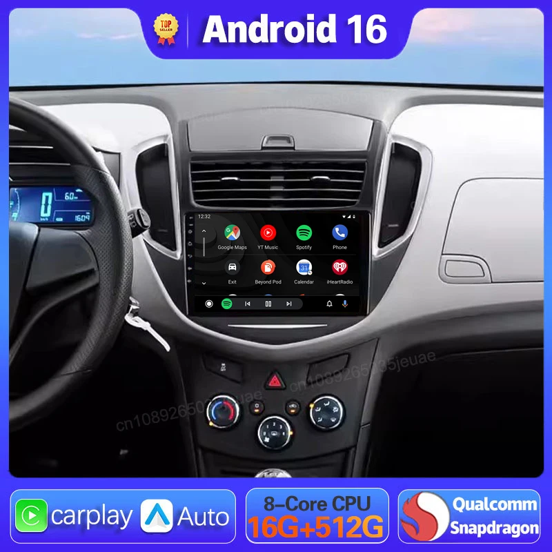 Android 16 Car Radio For Chevrolet TRAX 2014 2015 2016 Carplay Auto GPS Navigation WIFI+4G 2Din Head Unit BT Stereo Video Player