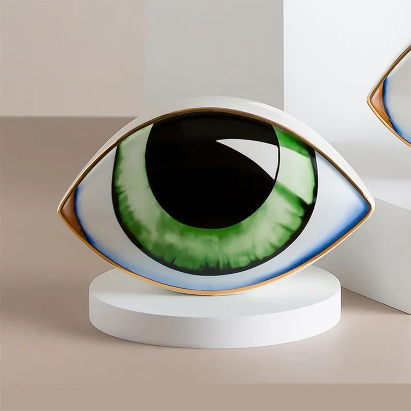 Nordic Style Ceramic Devil's Eye Home Decor Eye Abstract Ornament Sculpture Statues Study Room Abstract Decoration Gift Giving