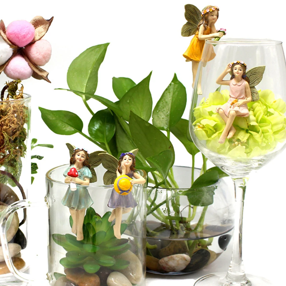5 Pcs Miniatures Fairy Figurines Garden Accessories Resin Lawn Ornaments for Outdoor Yard Home Pot Plants Decoration