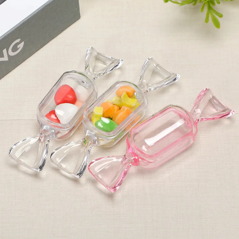 20pcs/Lot Candy shaped Candy Boxes Mini Kawaii Transparent Plastic Storage Box Newborn Gift Box Wedding Gifts Guests Supplies