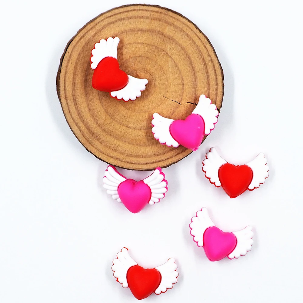 

Chenkai 50pcs Heart Silicone Focal Beads For Beadable Pen Valentine's Day Silicone Charms for Pen Keychain Making Characters