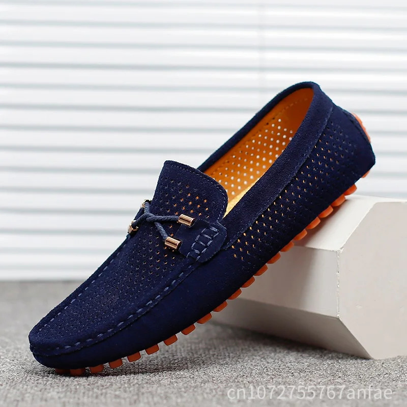 

Fashion Suede Mens Casual Shoes Genuine Leather Man Loafers Slip on Flats Lightweight Mens Driving Shoes Lazy Shoes Moccasins