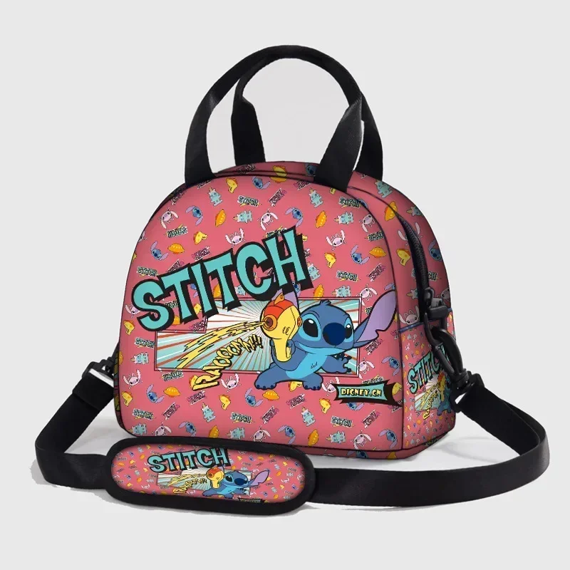 Stitch Stitch Lunch Bag Anime Peripheral Fully Printed Portable Shoulder Strap Insulated Lunch Box Can Be Worn Cross-body