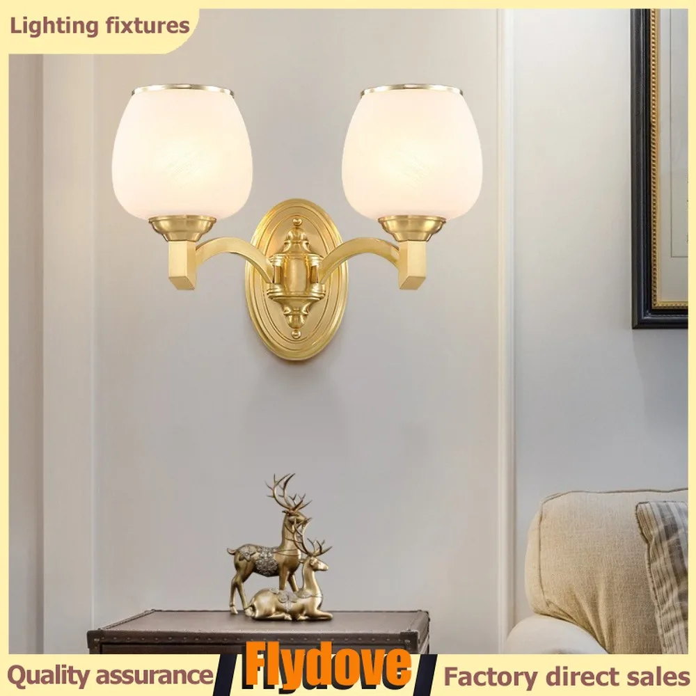 

French Style All Copper Wall Lamp Creative Living Room TV Wall Decoration Wall Lamp Simple Luxury Staircase Bedroom Bedside Lamp