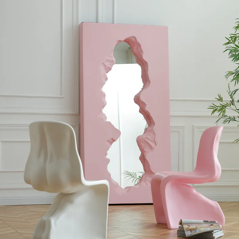 Interesting Italian broken full body mirror Internet celebrity creative irregular fiberglass decorative mirror floor mirror