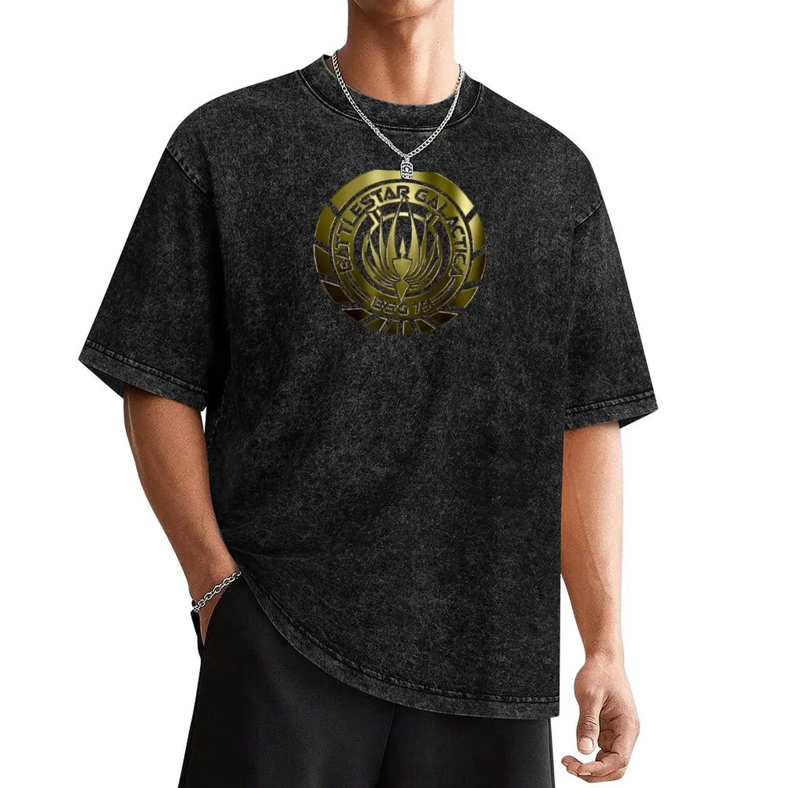 

Battlestar Galactica Crest (Metal) T-Shirt quick drying oversized t shirt heavyweight t shirts for men