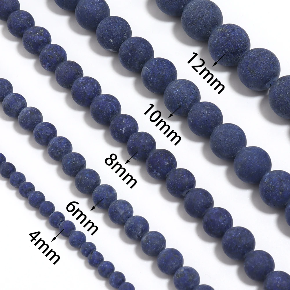 1strand/lot 4/6/8/10/12mm Frosted Lapis Lazuli Stone Beads Round Loose Spacer Beads For Jewelry Making DIY Necklace Bracelet