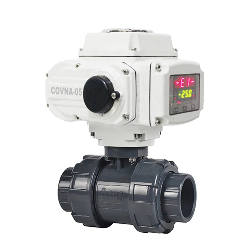 

75mm Motor Operated 2 Way Double Union Plastic Motorized Control Actuator Ball Valve