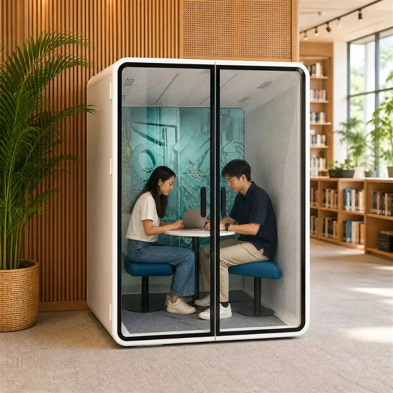 Soundproof Office Meeting Pod & Booth-Lightweight Modular Design for Hospital & School Use Low-Noise Ventilation