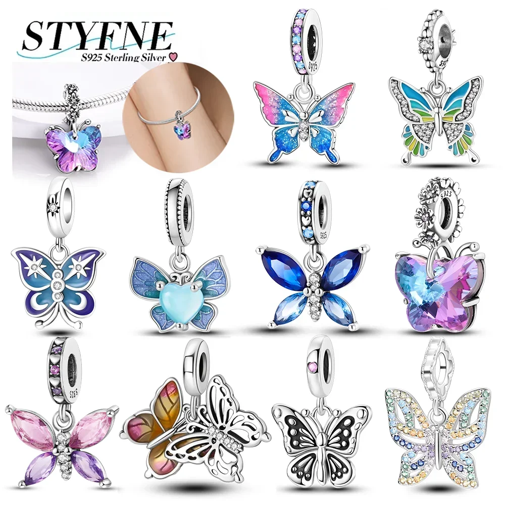 

925 Silver Multi Form Design Butterfly Charms Pendants Fit Original Bracelets DIY Fine Jewelry Making Gifts
