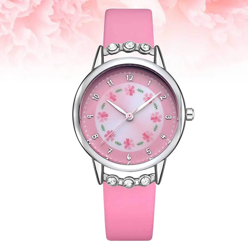 Waterproof Quartz Watch Pink Cartoon Wristwatch Adjustable Comfortable Strap Fun Unique Design for Birthday Gift