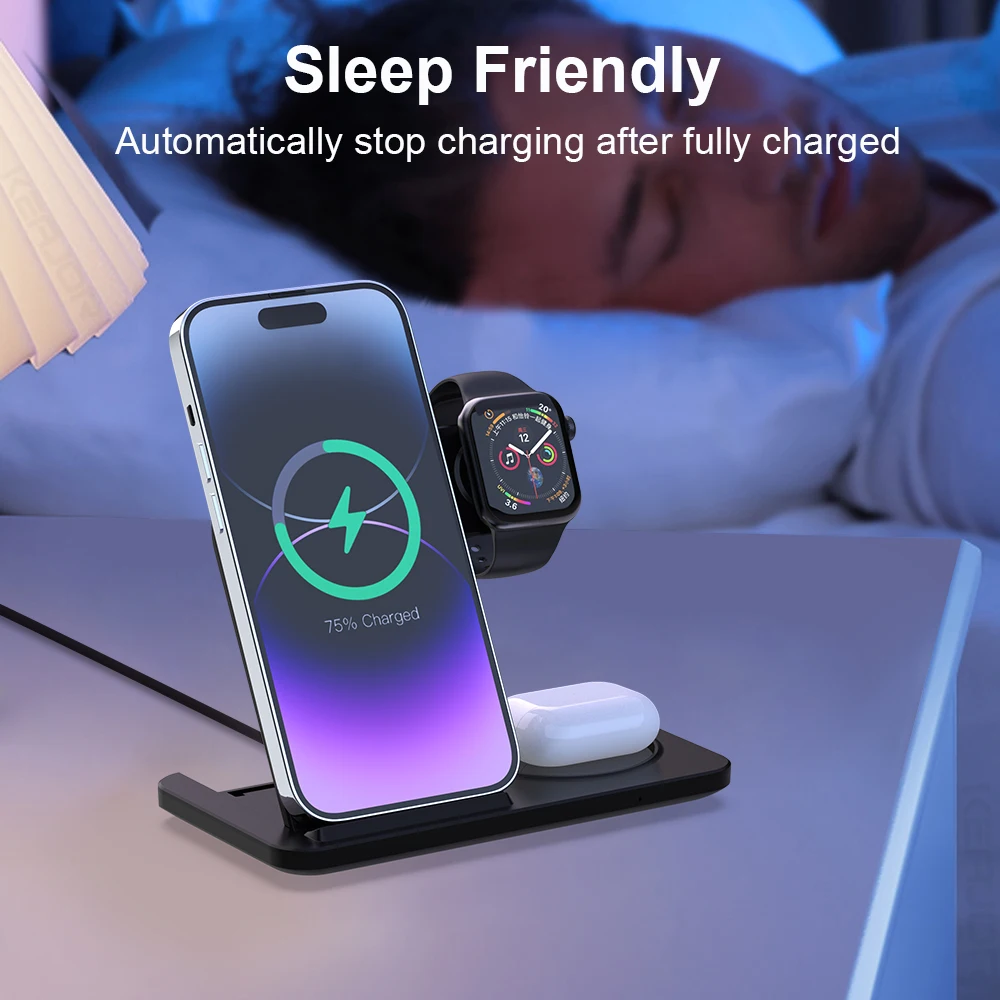 Wireless Charging Stand 3 in 1 Charging Station for iPhone 15 14 13 12 Wireless Charger Iphone IWatch 9 8 7 6 5 4 3 2 SE AirPods