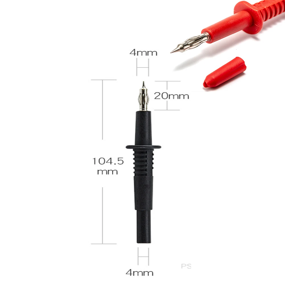 2Pcs Test Pen Pin Test Probe Tips Electrical Connector 2mm Lantern Shape Test Probe 4mm Banana Socket For Multi-meter Red Black