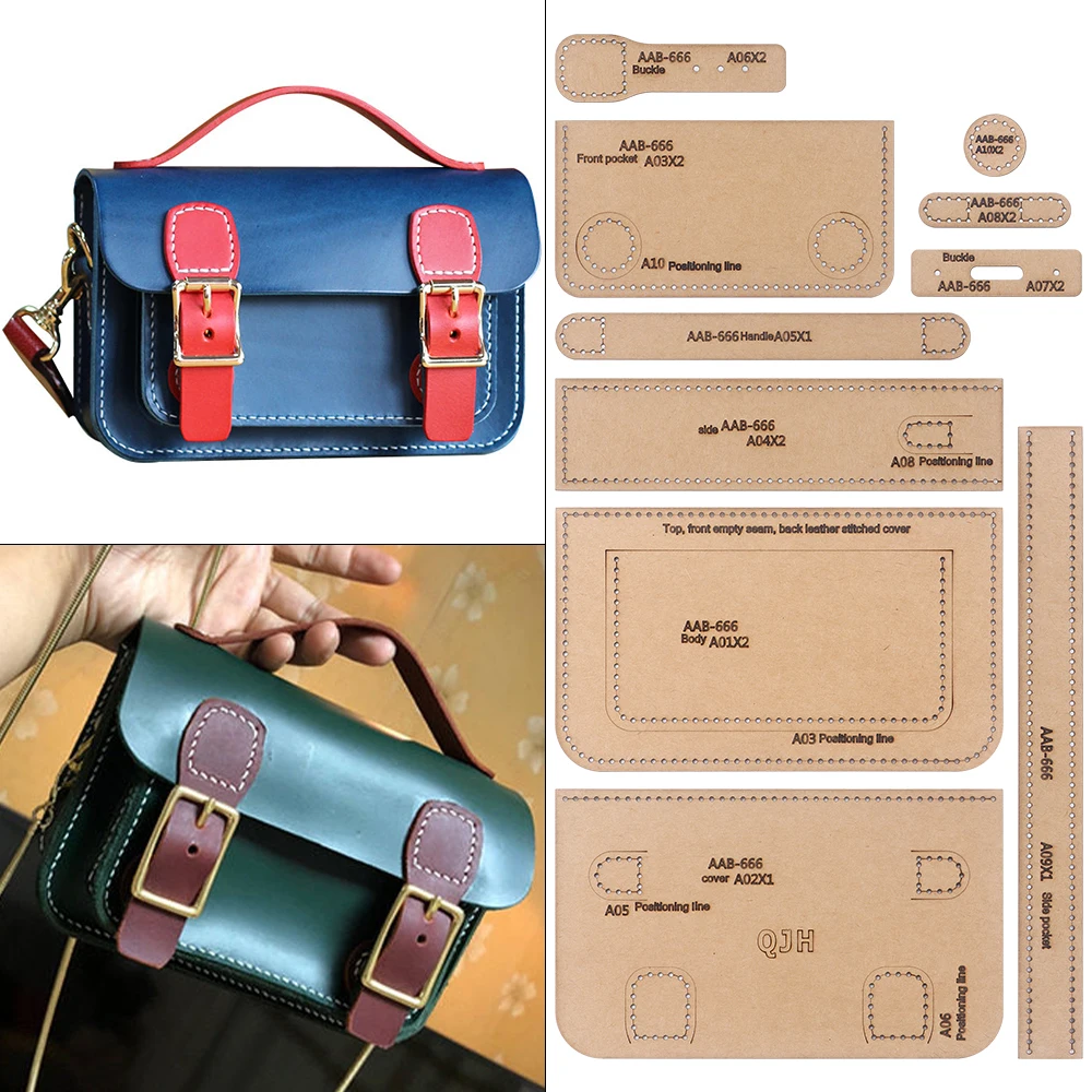 1 Set DIY Lederhandwerk-Schablonen – Bastelmaterial aus Kraftpapier mit Zeichnungsmustern für die manuelle Herstellung von Leder-Schultertaschen