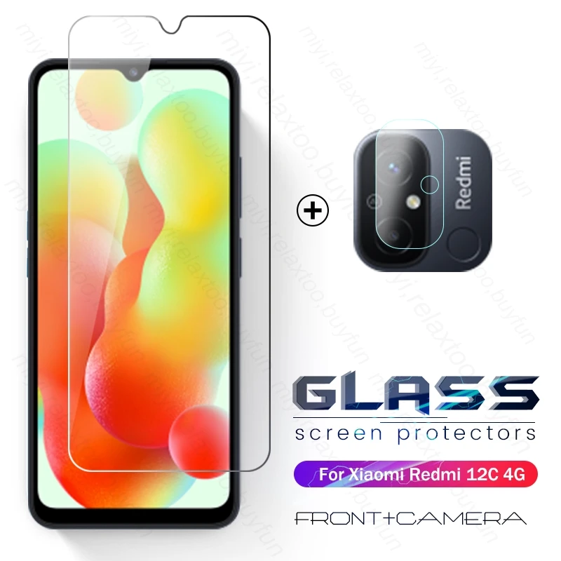 2To1 Camera Lens Screen Protector Tempered Glass Cover For Xiaomi Redmi 12C 4G Front Film On Redmi12C 4G 2023 22120RN86G 6.71