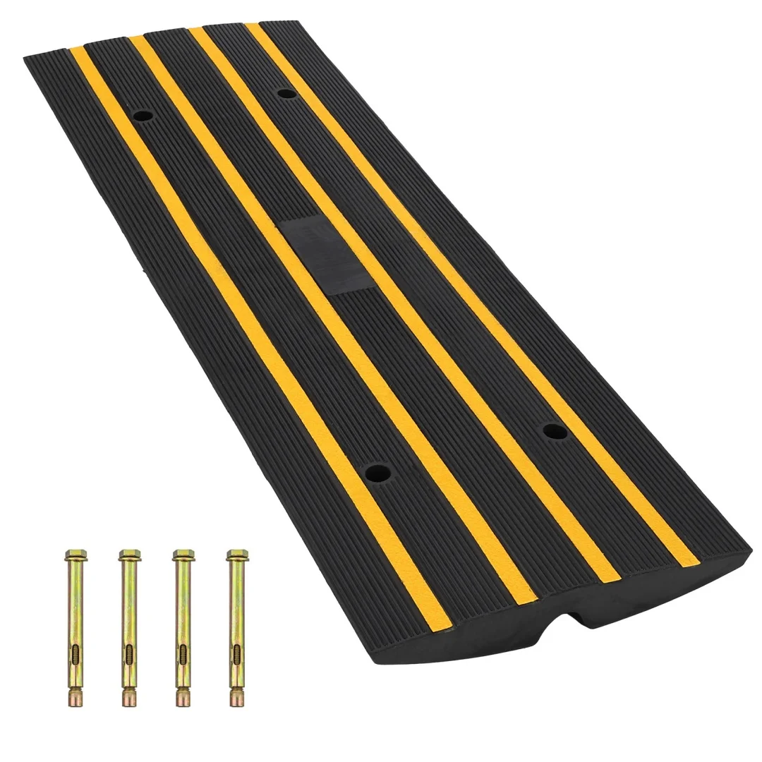 Rubber Curb Ramp, Sidewalk Curb Ramp, Driveway Ramp for Curb, Rubber Ramp for Forklifts, Trucks, Buses, Cars, Wheelchairs, Bikes