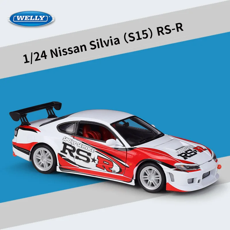 

WELLY 1:24 Nissan Silvia S15RS-R Die-cast Alloy Car Model Toys Collectible Miniature Car Model Decoration Holiday Gift Wholesale