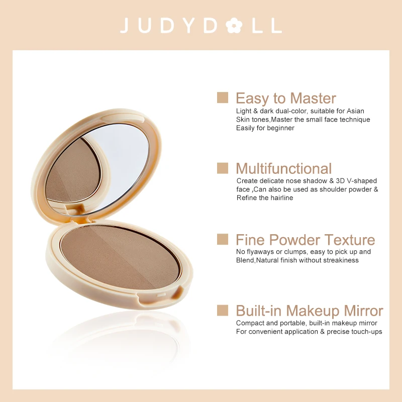 Paleta de maquiagem de contorno Judydoll 2 em 1 com blush e iluminador, perfeita para contorno facial, sombreamento, modelagem de nariz, data, presente