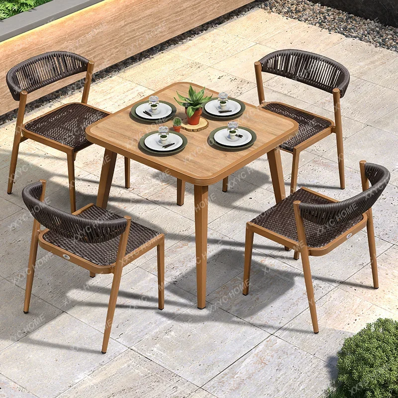 

Terrace tables and chairs Outdoor courtyard Simple leisure Internet celebrity garden Rattan balcony Storage tables and chairs