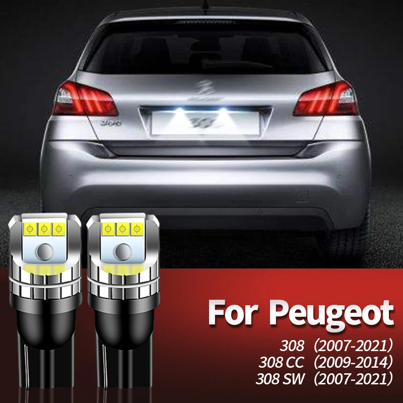 

2Pc Canbus 12V LED License Plate Light W5W T10 For Peugeot 308 SW 2007-2019 2020 2021 Number License Plate Lamps Car Accessories