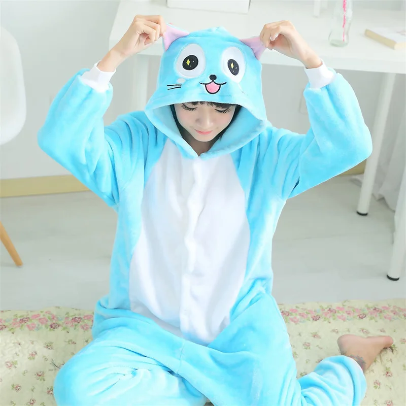 Anime Happy Cat Cosplay Costume Kigurumi Adult Unisex Pajamas Jumpsuit Sleepwear Onesies