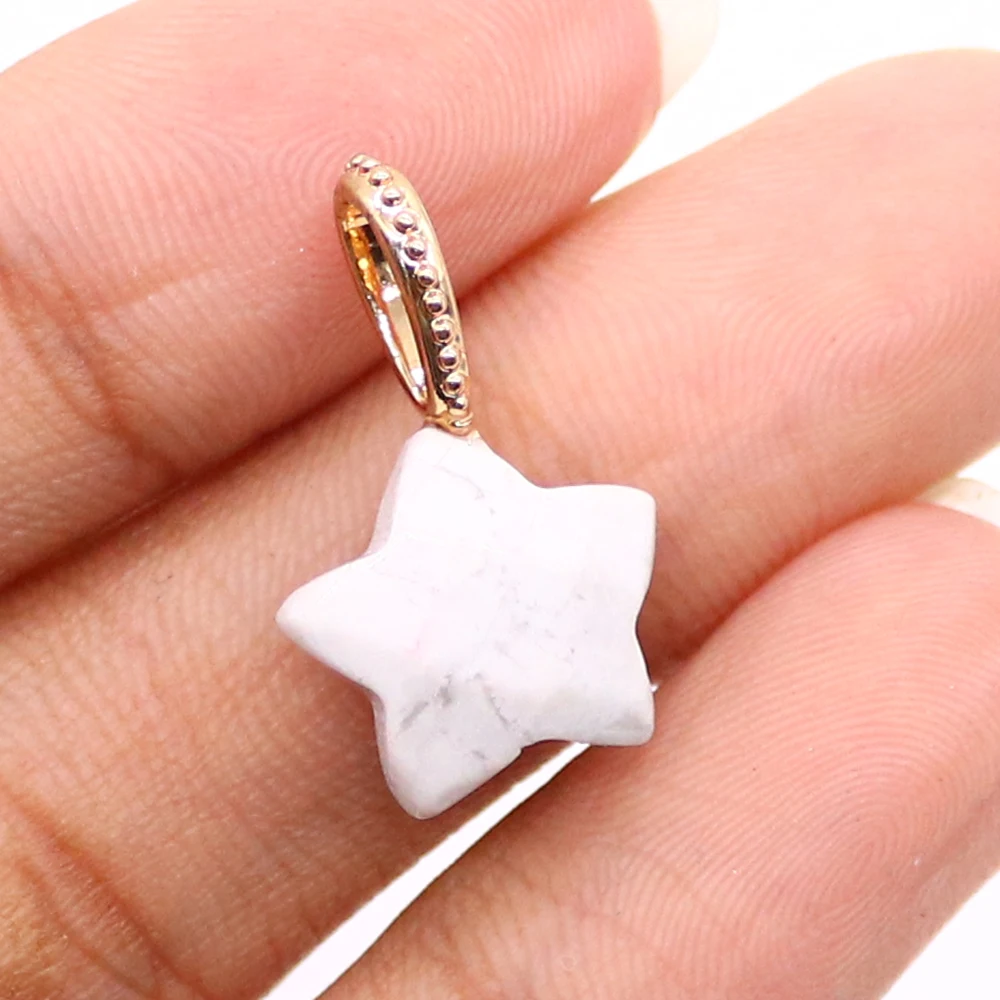

Delicate Star Shape Natural Stone Pendants Blue Turquoise Black Agate Green Aventurine Copper-plated DIY Necklace Accessory