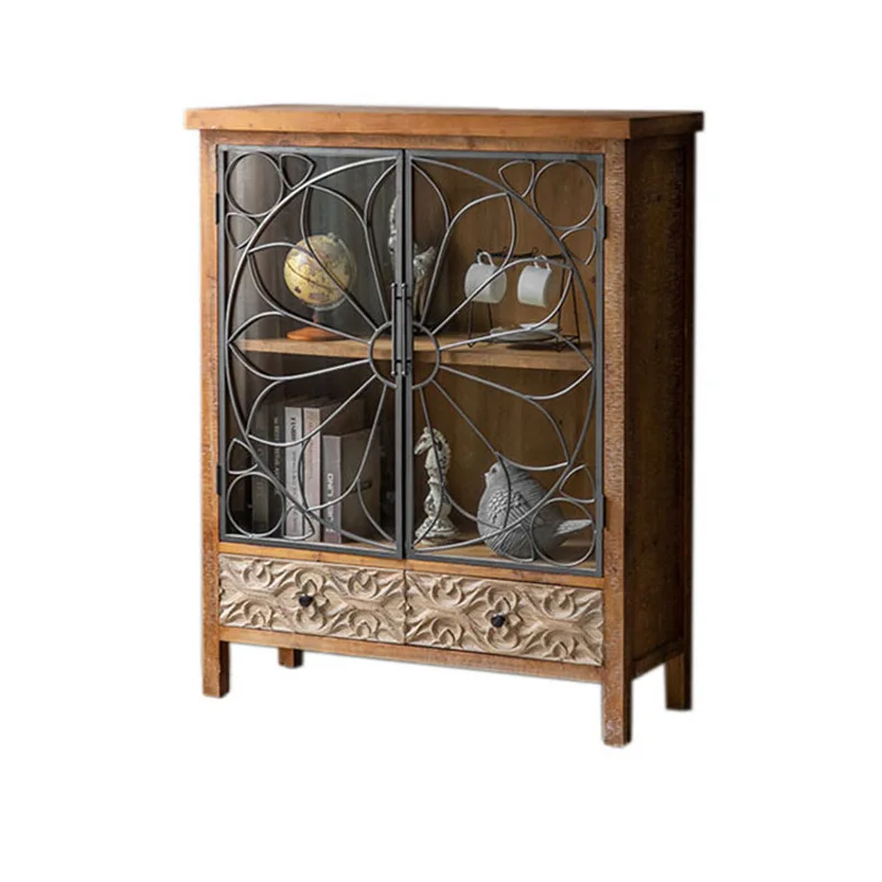 

Retro carved dining side cabinet, homestay furniture, living room wine cabinet, cabinet, bedroom old storage cabinet