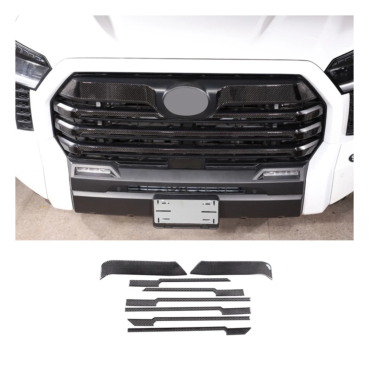 For2022-2023 Toyota Tundra Front Middle Net Decoration Sticker Real Carbon Soft