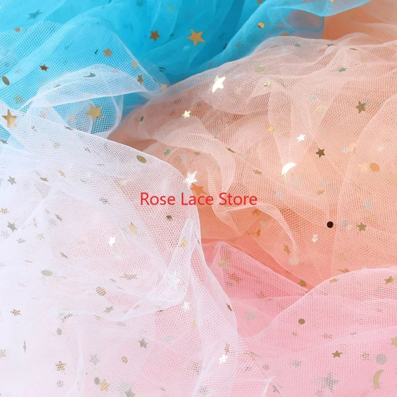 

17 Colors Glitter Star Lace Fabric Satr soft mesh tulle for Girl Dress Tutu Dress Summer Dress 1 yard
