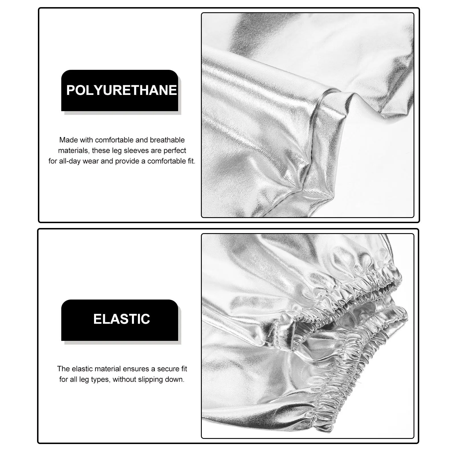 

1 пара серебристых дышащих эластичных стильных теплых гетр для ног для женщин, декоративные теплые накладки для ног для прохладной зимы