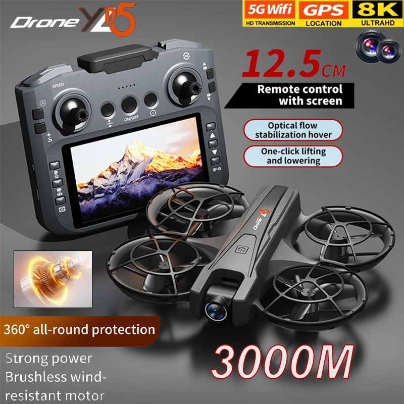 

NEW YL05 RC Drone 2.4G 5G WIFI Professional 8K Aerial Photography Remote Control Aircraft HD Dual Camera Quadcopter Boy Toy Gift