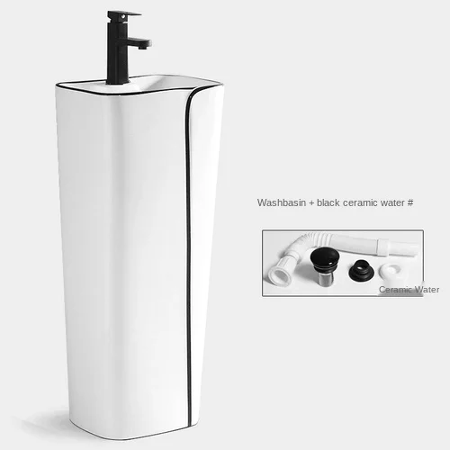 

Creative Nordic Pedestal Basin Ceramic Integrated Floor Type Washbasin Bathroom Small Apartment Vertical Sink Balcony