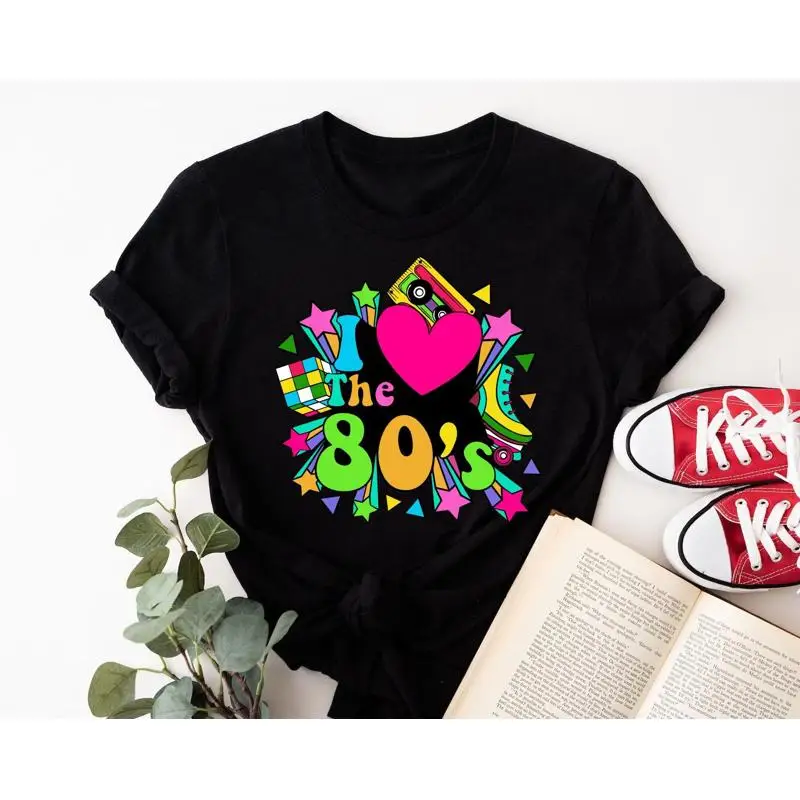 

Футболка I Love The 80S, костюм для вечеринки 1980-х годов, топ для курицы с возвратом и концертом