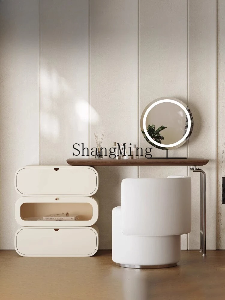 

CL Cream Style Solid Wood Dressing Table and Chest of Drawers Integrated Extendable Light Luxury High-end Bedroom Makeup Table