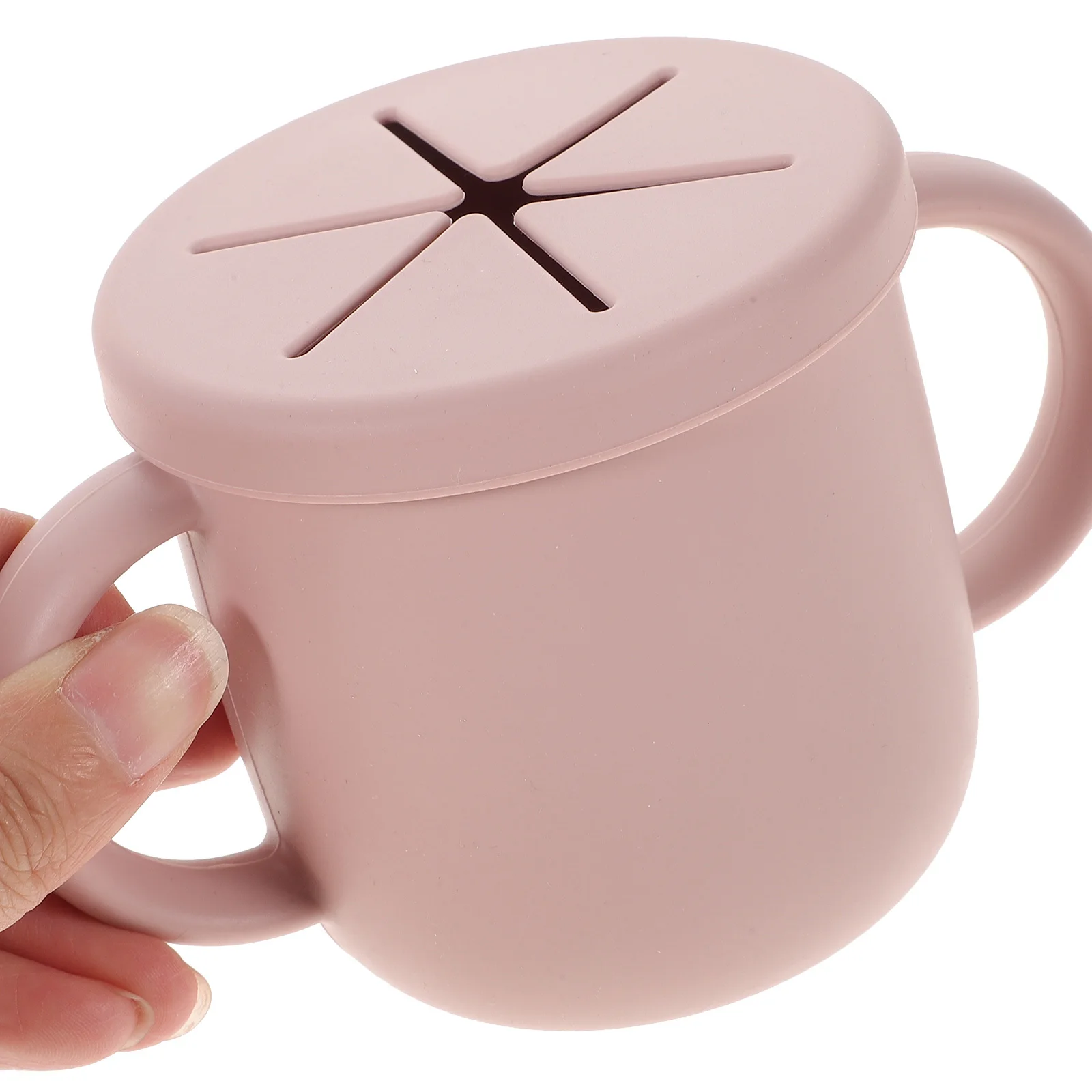 

Silicone Snack Cup for Toddlers Baby Drinking Training Cup Double Handles Safe Food Grade Material Sturdy Humane Lid Attracts