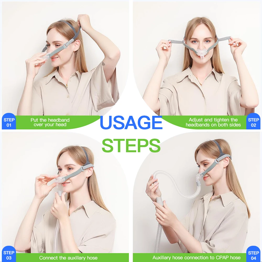 Nasal Pillow Mask CPAP Nasal Mask Anti Snoring Sleep Apnea with Headgear S M L Pads Suitable for Auto CPAP BIPAP Machine OSA CSA