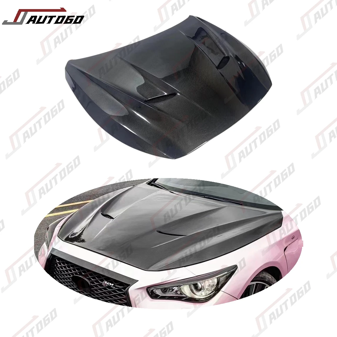 Auto Modification Conversion OEM Carbon Fiber Hood for Infiniti Q50 S 2015 2022 Red Sport 2.0T 3.0T Signature Edition Sensory