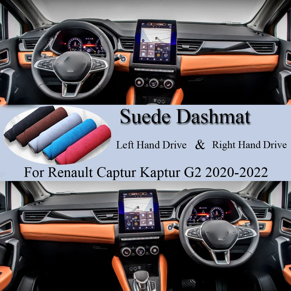 

For Renault Captur Kaptur G2 2020 2021 2022 Suede Leather Dashmat Dash Mat Cover Dashboard Pad Sunshade Carpet Car Accessory