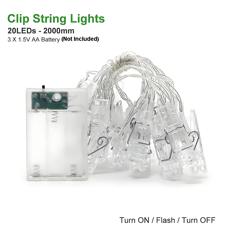 20 LED ภาพคลิป String ไฟ Fairy String ไฟคลิปสําหรับแขวนภาพการ์ดงานศิลปะตกแต่งห้องนอน