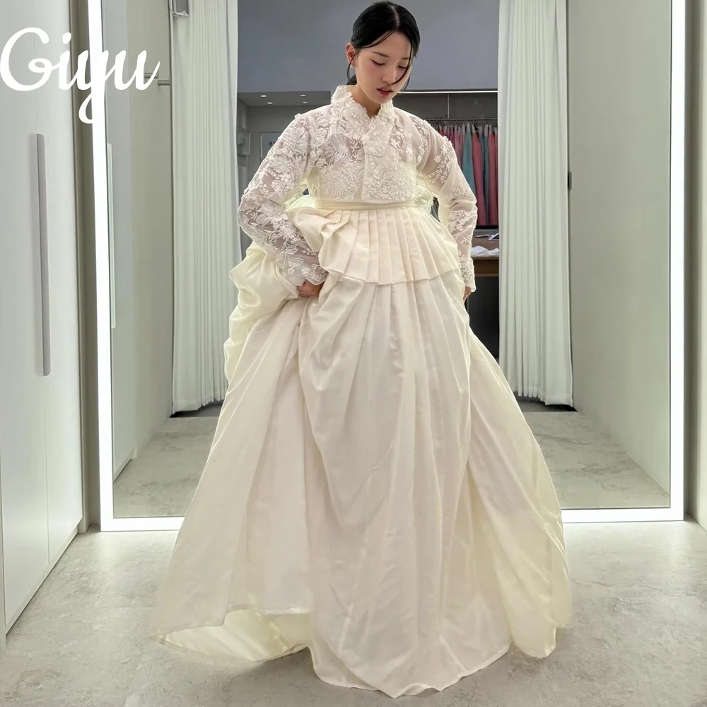 

Giyu New Hanbok A-Line 2PCS Wedding Dresses Long Sleeves Lace Pleat Customized Korea Photoshoot Plus Size Floor-Length 2025