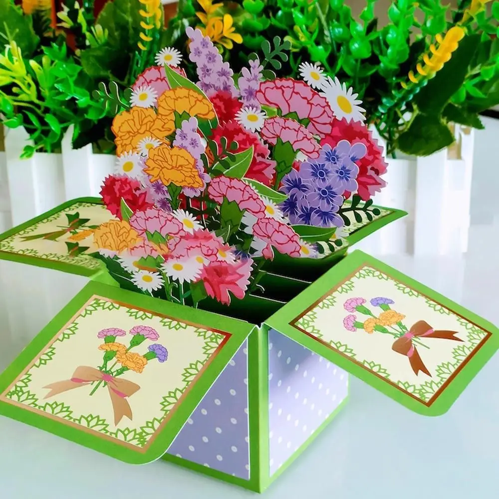 

Wedding Anniversary Greeting Card for Birthday Paper Flowers Daisy/Carnation Rose/Lily/Sunflower/Tulip 3D Pops-up Bouquet