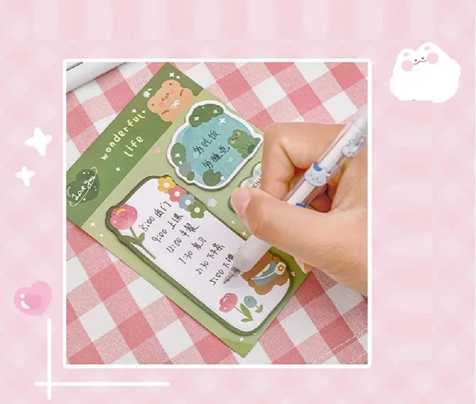 Cute Cartoon Sticky Notes Mini Kawaii Rabbit Bear Memo Pad autoadesivo messaggio adesivo forniture scolastiche per ufficio cancelleria