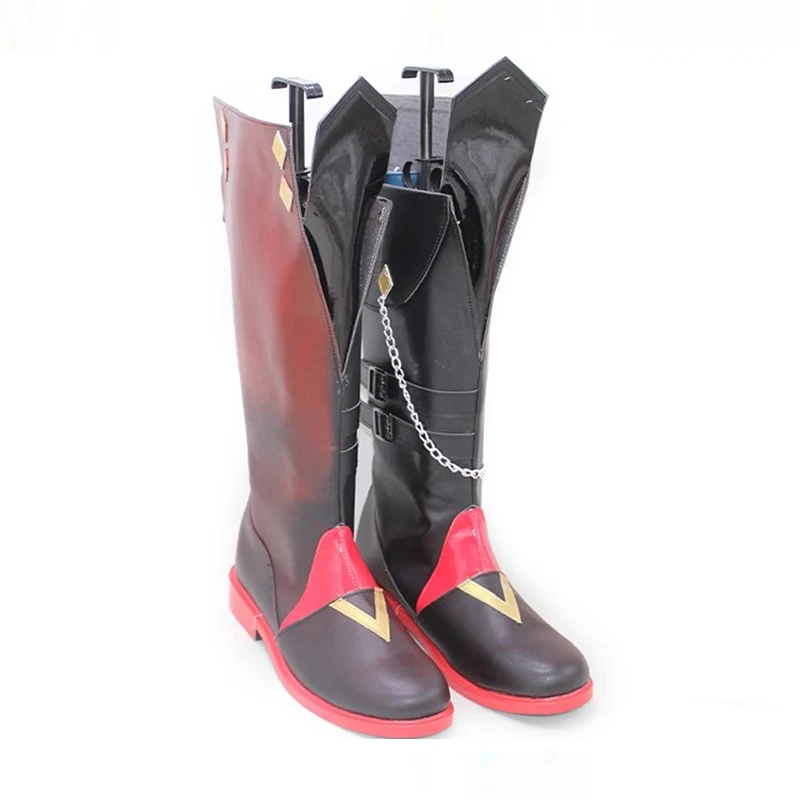 Game Genshin Impact Childe Tartaglia Cosplay Shoes Men Black Red Boots Halloween Party Role Play Costume Props