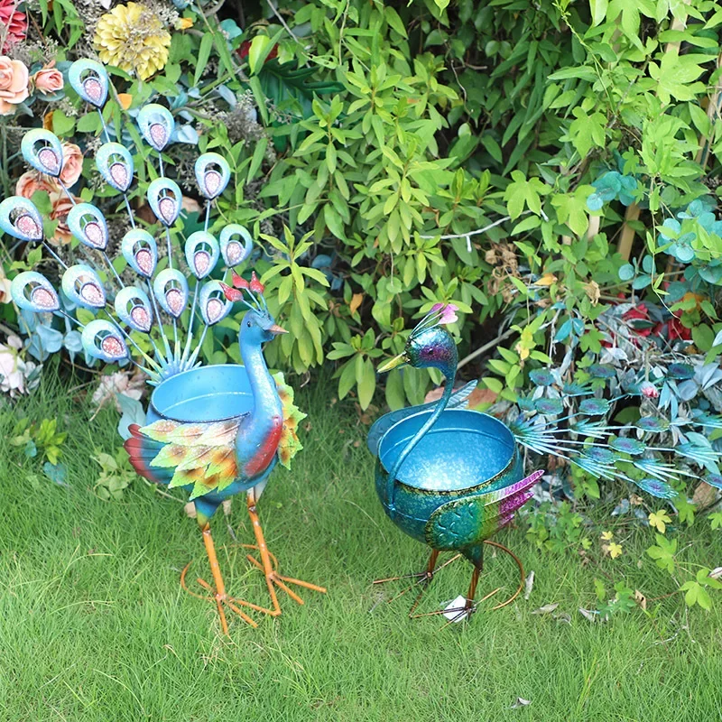 Peacock Garden Garden Animal Grocery Ornament Flower Pot Rack Outdoor Balcony American Country Decoration Iron Art Nordic