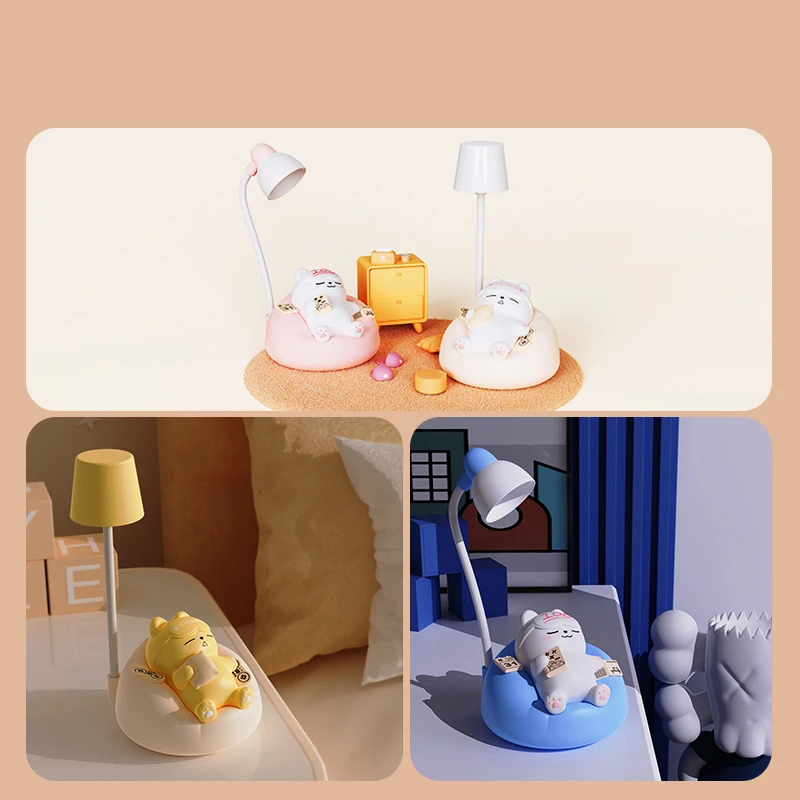 4 Style Cute Cat Night Light Accompany Children Birthday Gift Rechargeable Cartoon Silicone Lamps Room Bedside Decoration Soft