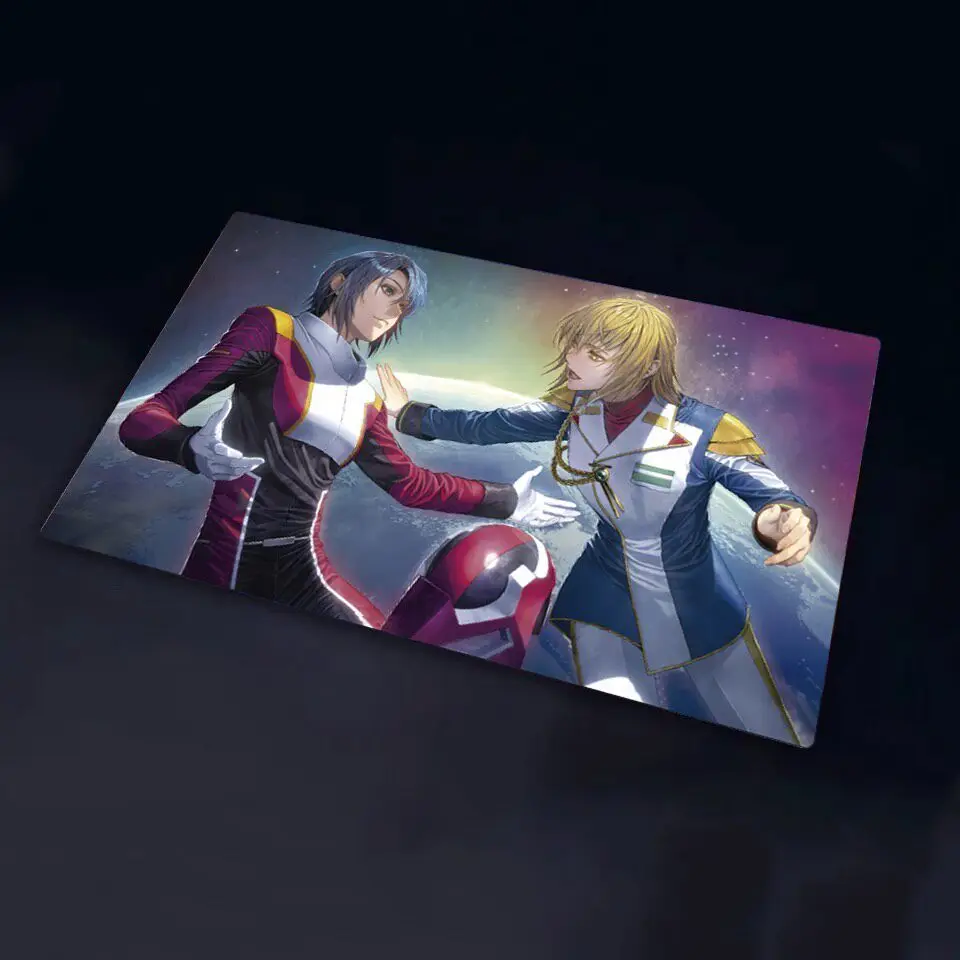 600x350mm Suitable for Gundam Trading Card Playmat Athrun Zala/Cagalli Yula Athha 1.5mm Seamless Edge Single Board Game Card Mat